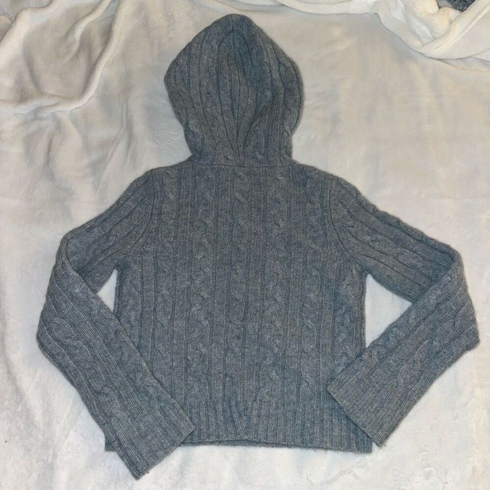 Abercrombie Kids 100% Wool Hooded Sweater Blue Gray Small Gently Worn - Picture 11 of 12